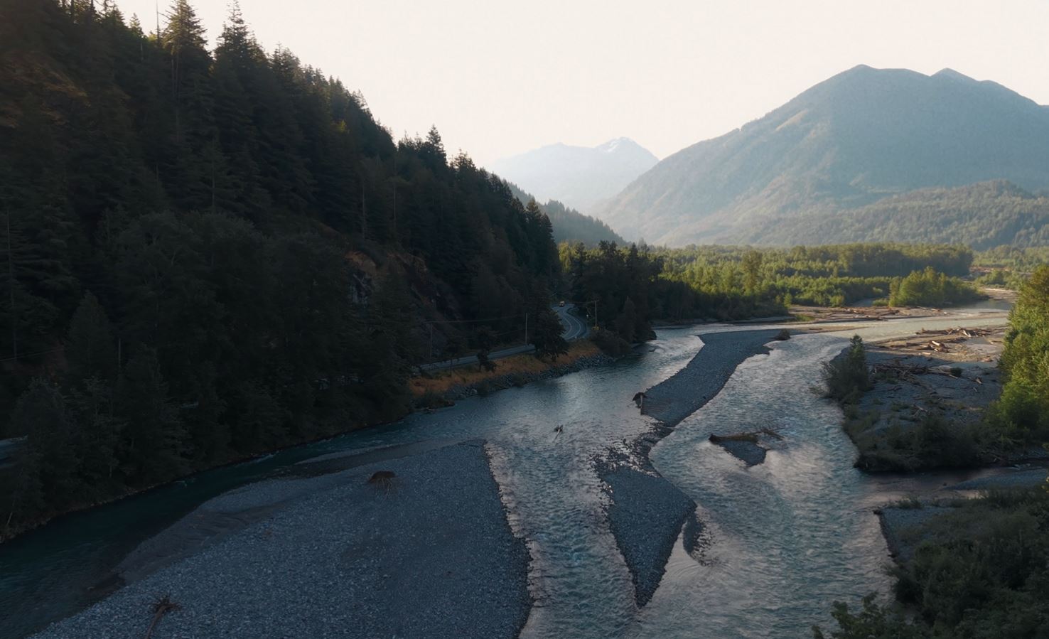 Vedder River winding through the Coast Mountains